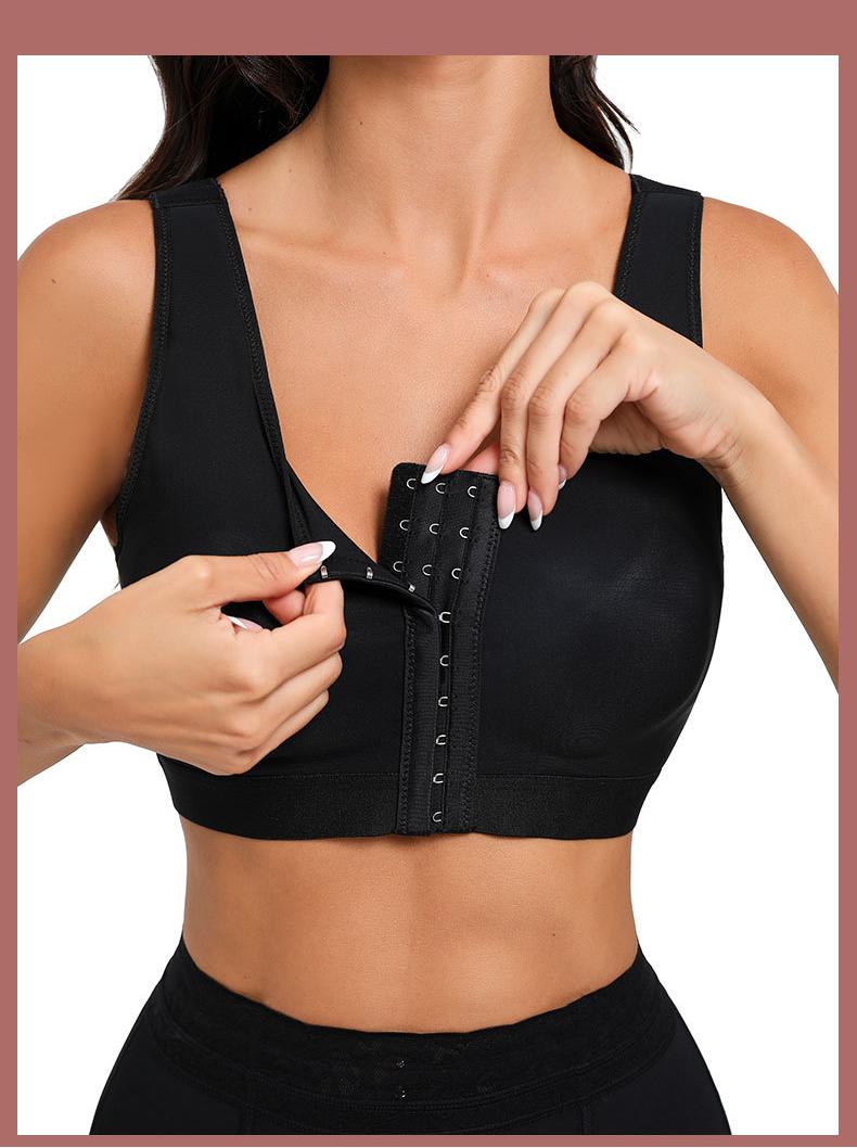 Women Front Closure Post Surgery Compression Everyday Bras for Mastectomy Support with Adjustable Straps Wirefree