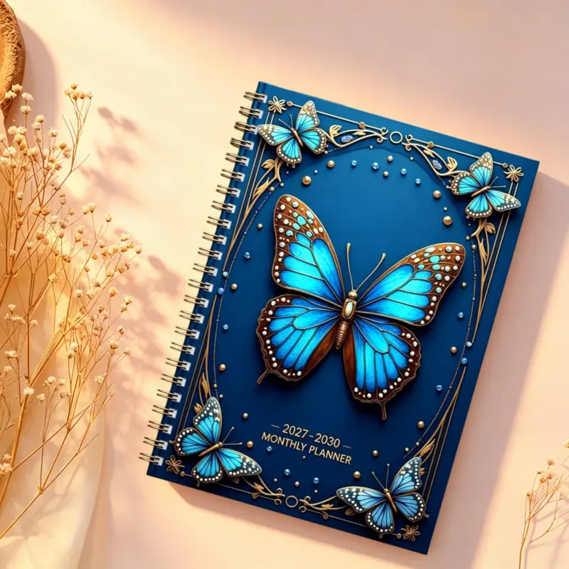 2027-2030 Monthly Planner/Calendar - January 2027 to December 2030, 4-Year Monthly Planner Notebook, Multicolor Butterfly Cover Design Journal, Yearly & Daily Planning, Monthly Tabs, 48-Month Calendar, 5.5 x 8.3 Inch Thick Paper, Elastic Cover, Durable Do