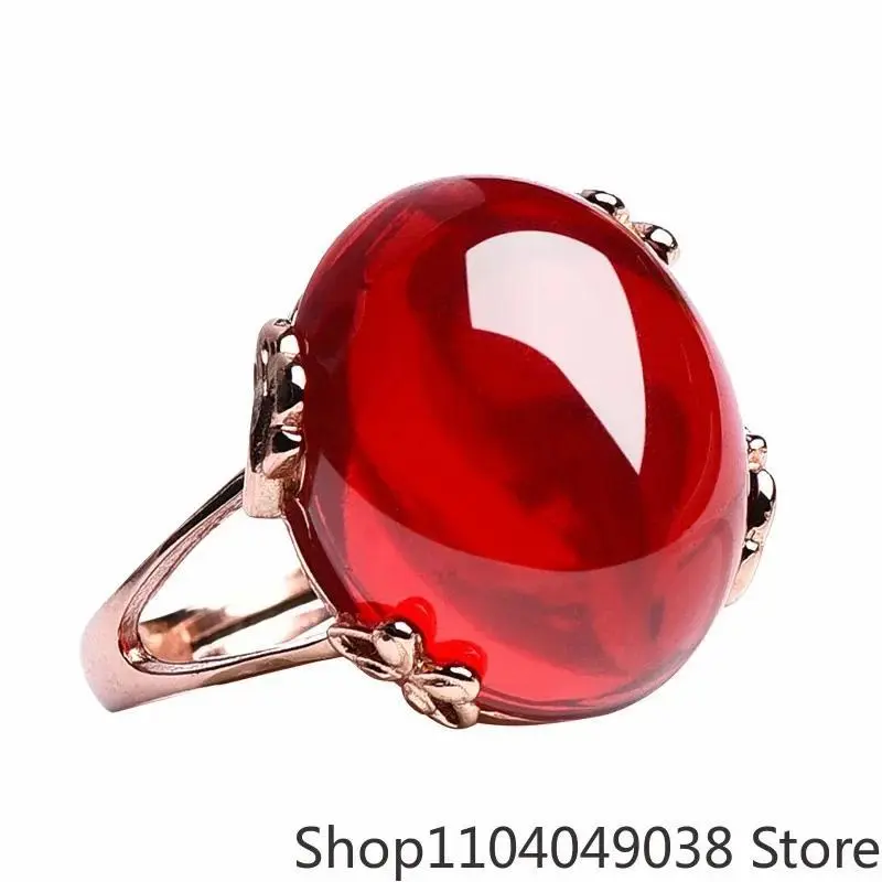 Natural Baltic Blood Amber Rings Adjustable Women Yellow Beeswax Bands Healing Gemstone Jewelry Real Red Ambers Ring Ladies Gift