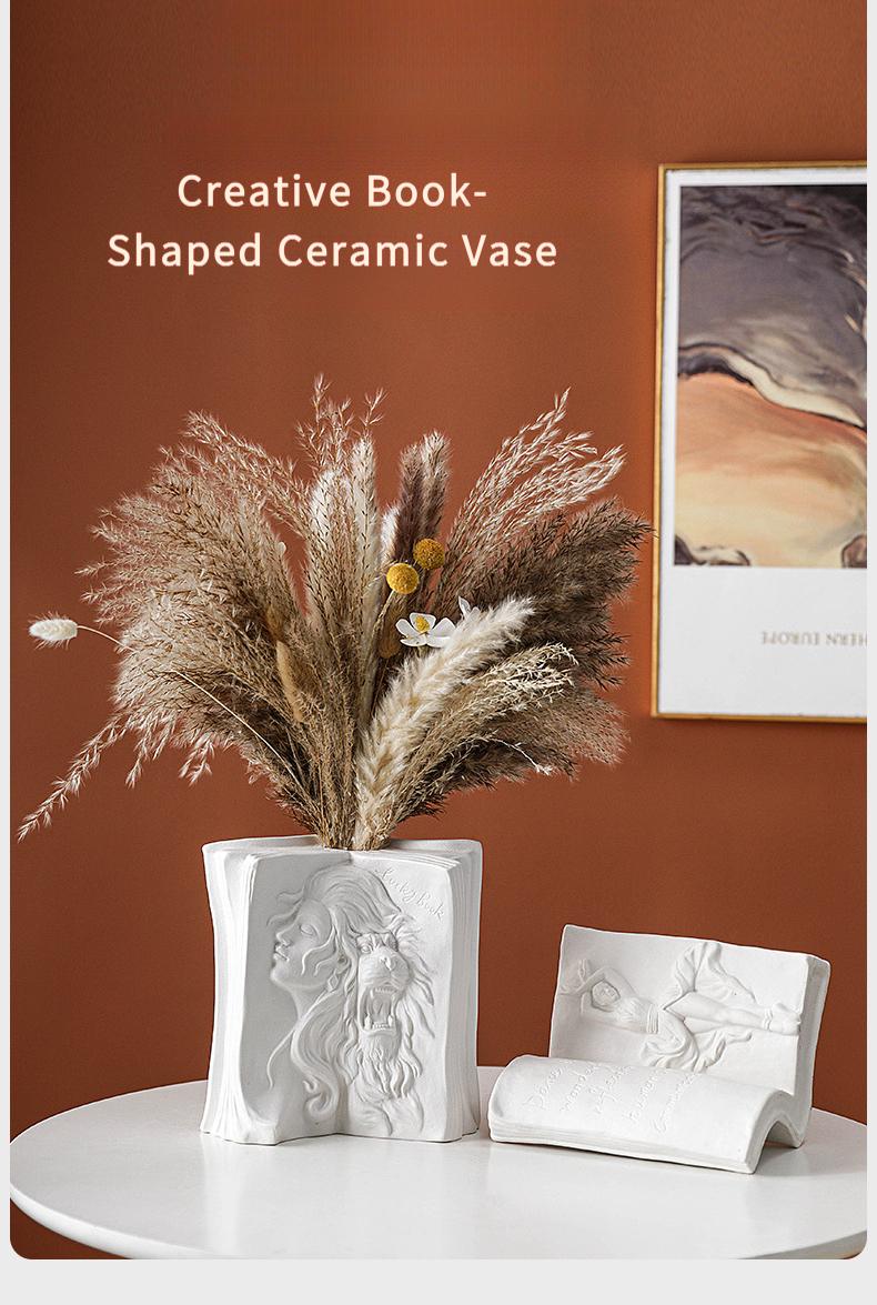 INS ceramic bookend stand creative human body vase home bookshelf desktop storage office bookend decoration