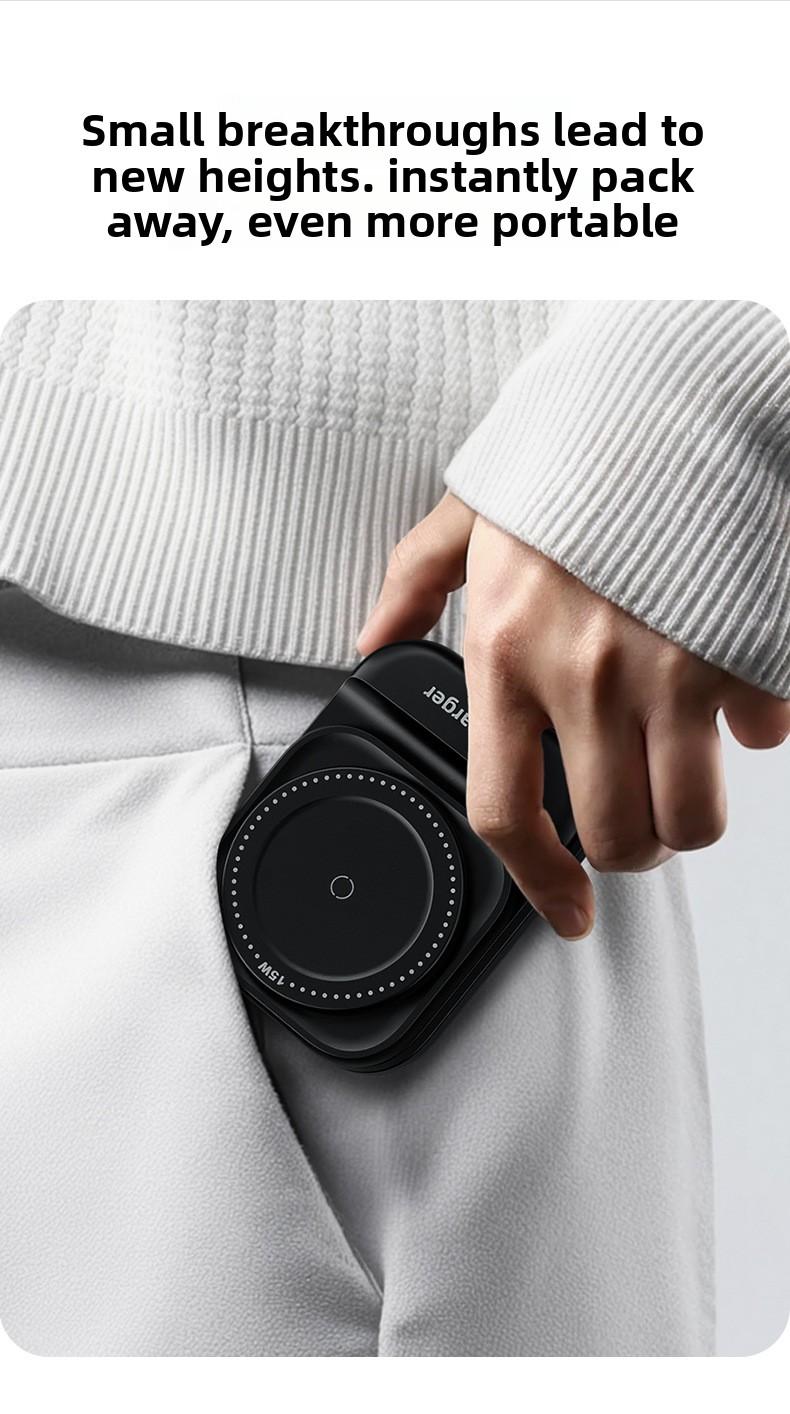 New foldable, retractable, magnetic 3-in-1 wireless charger suitable for Apple phone stand wireless charging