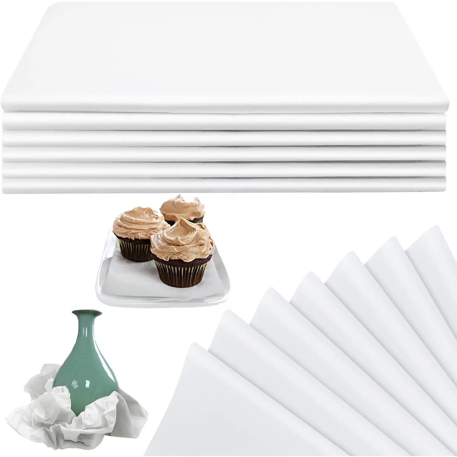 100 Sheets 15 x 20 Inch Acid Free Tissue Paper for Storage, Unbuffered No Acid Papers White Tissue Paper Large Wrapping Papers Bulk for Preserving Clothing Festival Mother's Day Gift Wrap