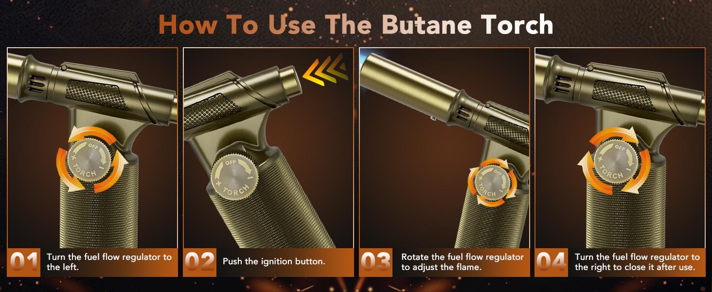 Butane,, Waterproof and Windproof Blow, Refillable & Lighter for Baking, Cooking, (Butane Gas not Included)