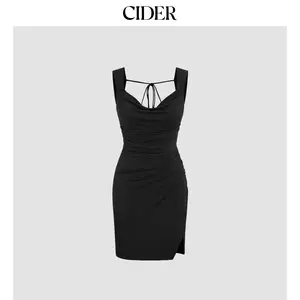 Cider [size 0-10] Cowl Neck Tie Back Split Mini Dress SummerFinds