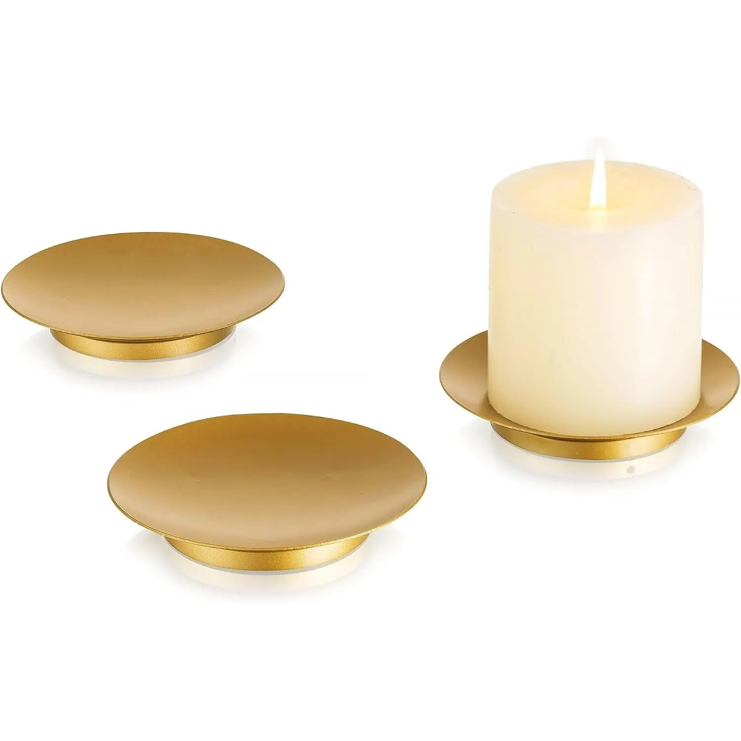 Pillar Plate Candle Holder:  Candle Plates and Trays for Pillar Candles Iron Pedestal Stand Decorative for Led & Tealight  Weddings Table Party Decor Set of 3