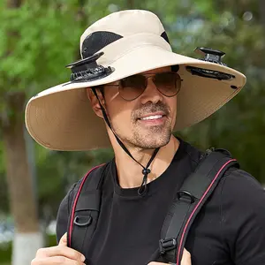 Men's Outdoor Mountaineering Fishing Solar Fan  Rechargeable Dual Fan Shade Hat Shade bucket hat detachable sun sombrero tipoboonie mother day gift storm fan cap neck shield power supply adjustable