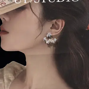 Elegant Star-Shaped Micro-Inlaid Zircon Earrings, Fashionable and Versatile Women's Earrings E50219-EH