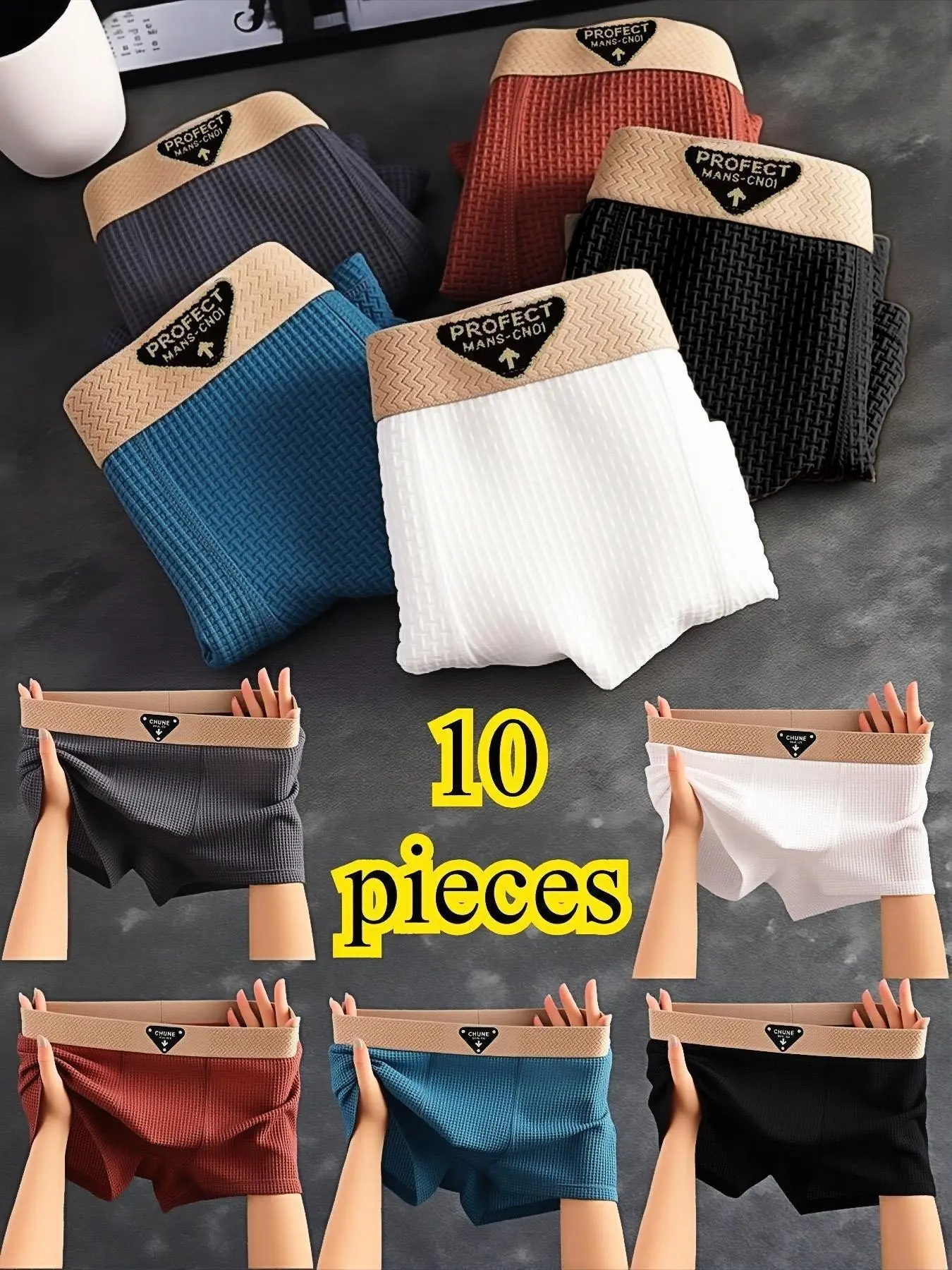 Men's Fashion Briefs, Daily Casual Underwear, Summer Briefs, 10-Pack, Elastic Waistband, Comfortable Fit, Soft Breathable Fabric, Suitable for Daily Wear, Casual Comfy Underwear, Multiple Colors