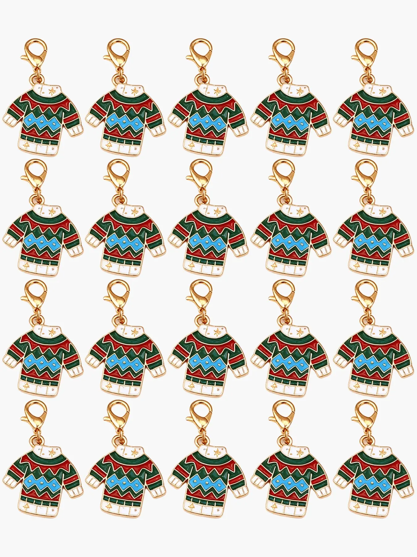 20pcs Christmas Sweater Keychain Set, Perfect for Bag Accessories, Women's Fashion Pendant, Holiday Decoration, All Seasons