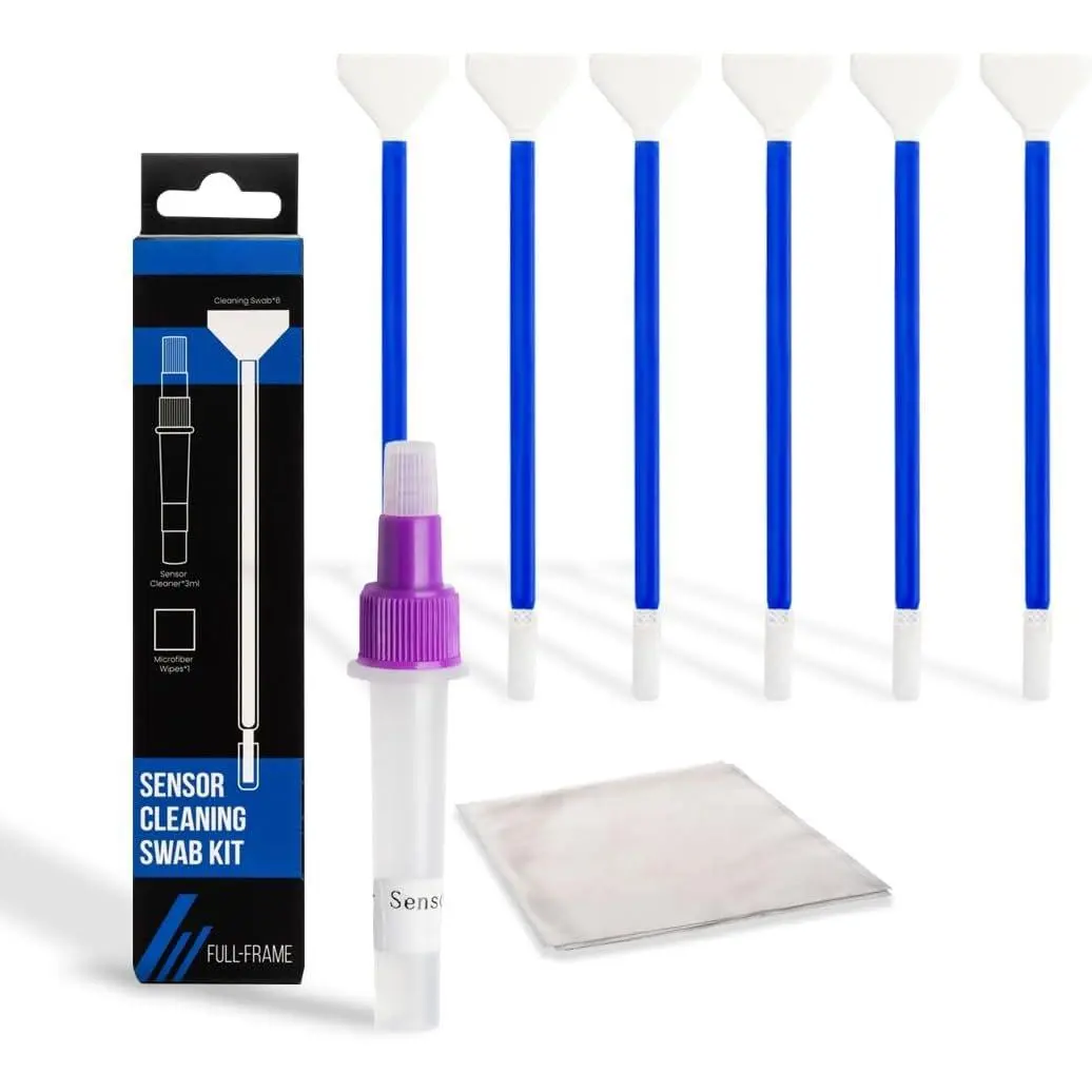 24mm 8 count  Sensor Cleaning Kit 6 Full Frame Double end Swabs, 5ml Cleaner,  Fiber Cloth, -Free Cleaning Kit for , ,  DSLR and Mirrorless s