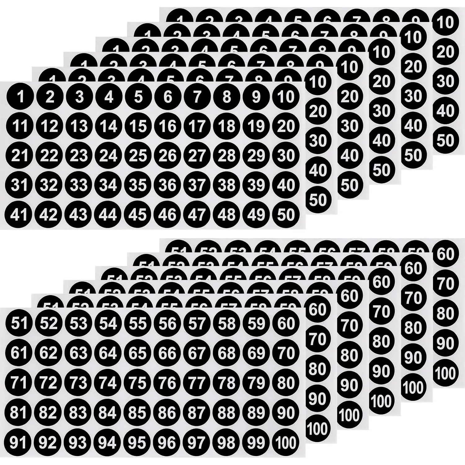 12 Sheets 1 to 100 Vinyl Number Stickers 6 Sets 1 Inch Self-Adhesive Consecutive Number Stickers  Labels Inventory Stickers Decal for Indoor Outdoor, Storage, Organizing, Classification