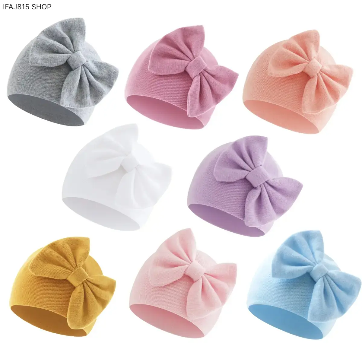 8-Pack Baby Girl Bow Beanie Hats Set, Soft Cotton Newborn Infant Caps 0-24 Months, Stretchy Hospital Coming Home Hats, Lightweight Comfortable Baby Headwear for Daily Wear, Baby Shower Gift & Photo Props