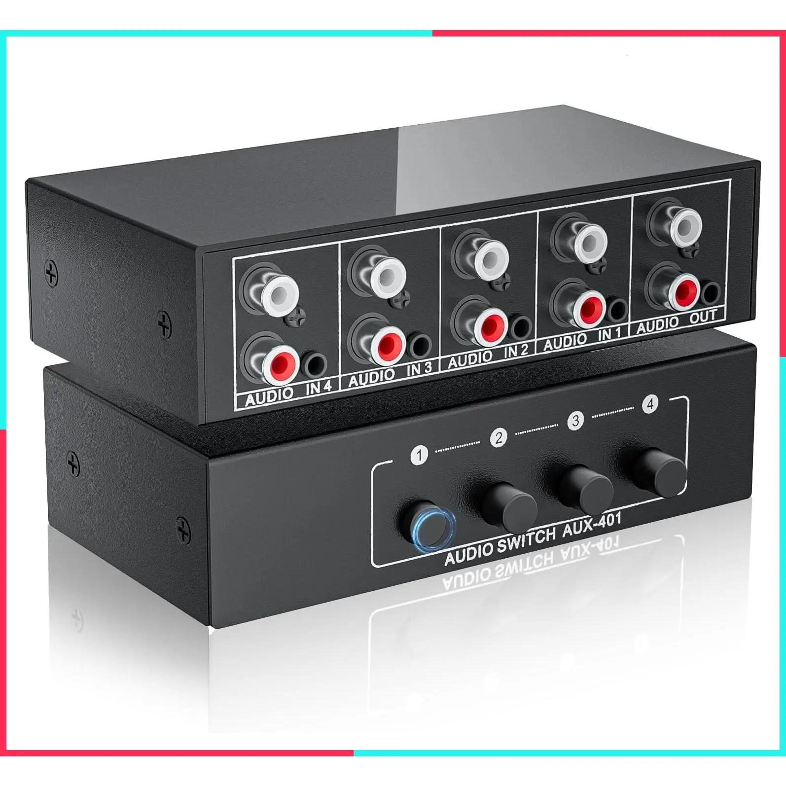 4-Way RCA L/R & 3.5mm Stereo Audio Switcher Bi-Directional Switch Selector