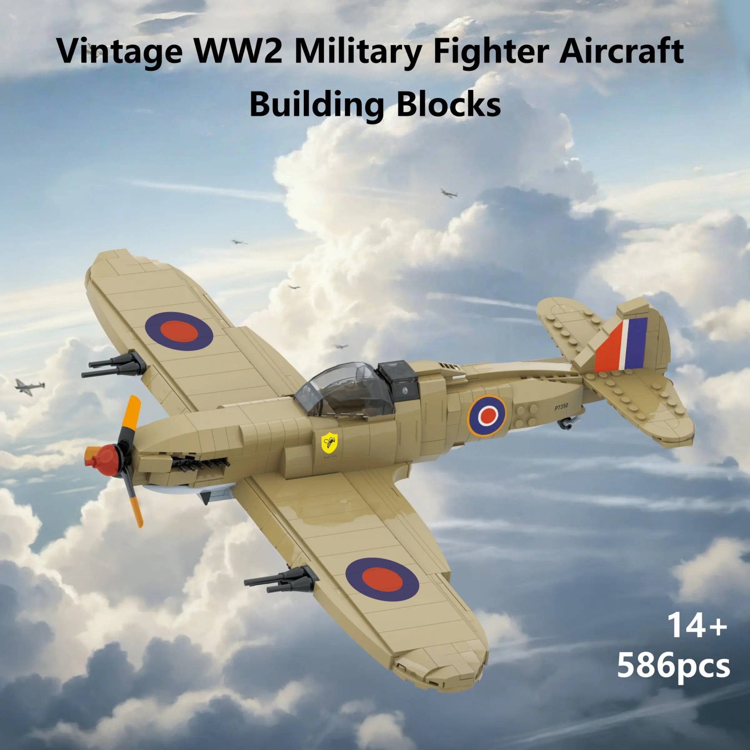 586PCS Classic WW2 European Fighter Plane Building Block Model | Retro Aviation Collectible Ornament, Birthday & Holiday Gift for Aircraft Lovers Ages 14+