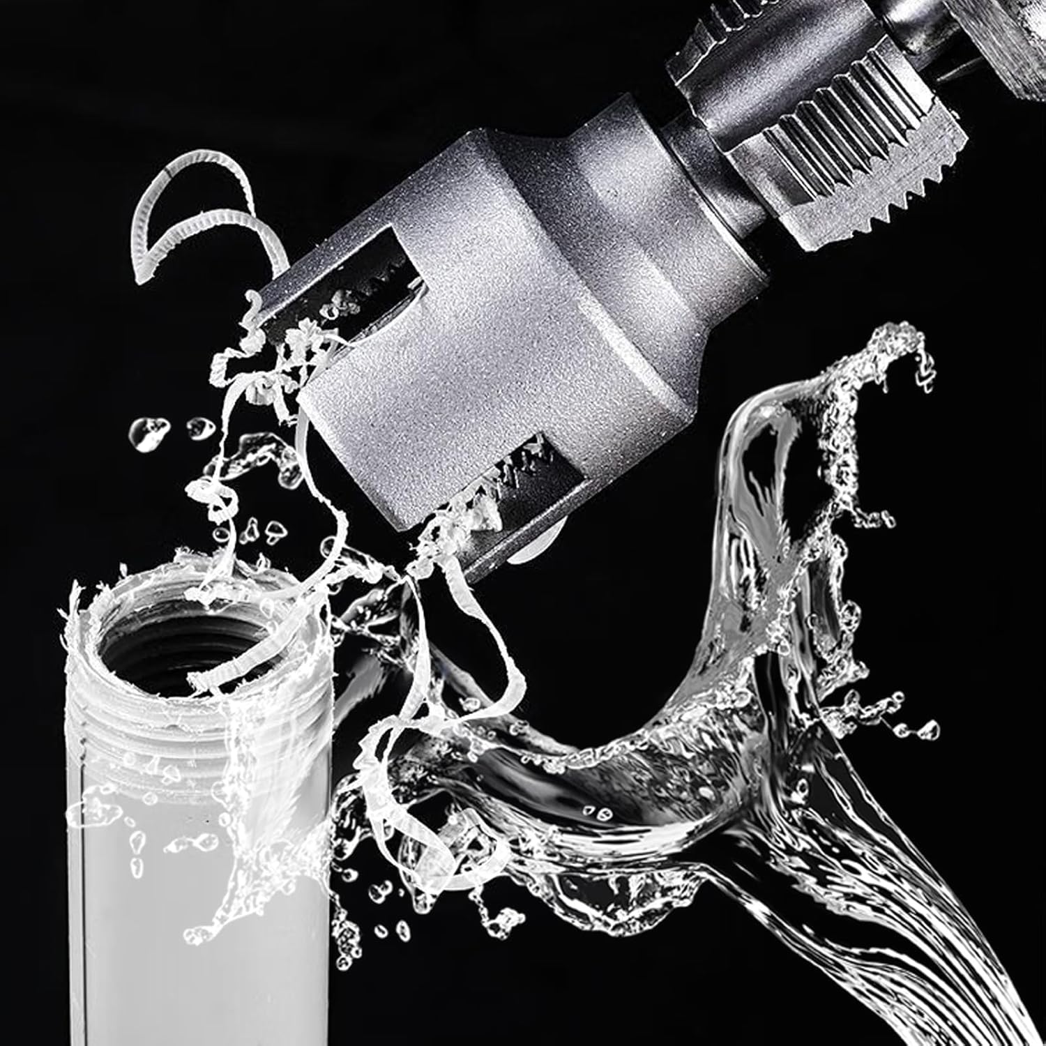 Integrated Internal & External Pipe Threading Tool, Pipe Thread Cutting Tool, Electric Drill Compatible PVC Pipe Threader Kit, 1/2" (DN15) 3/4" (DN20) Pipe Size (1/2" + 3/4")