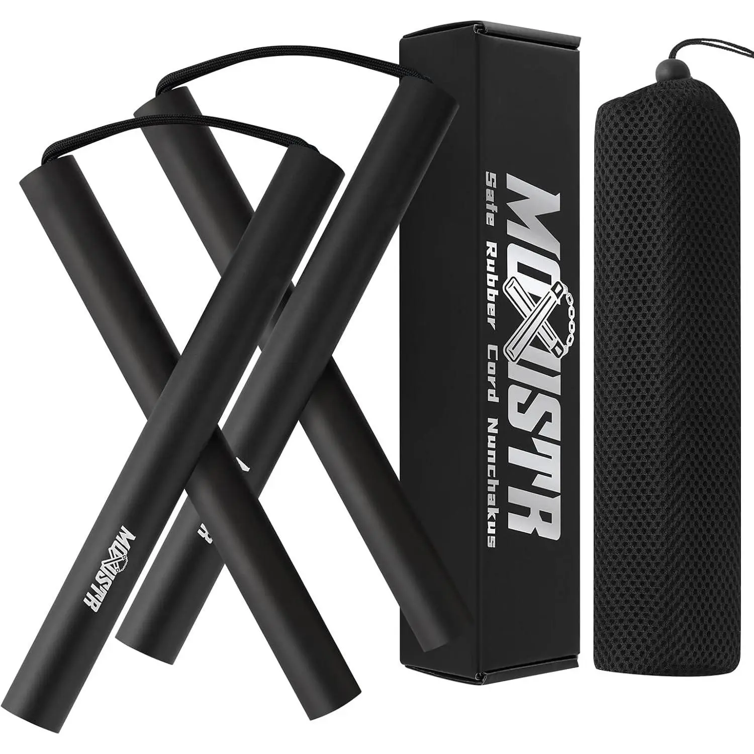 Rubber Foam Corded Handle Nunchaku Tool, Upgraded Beginner Fit Training Gear for Karate Practice & Training, 2-Pack