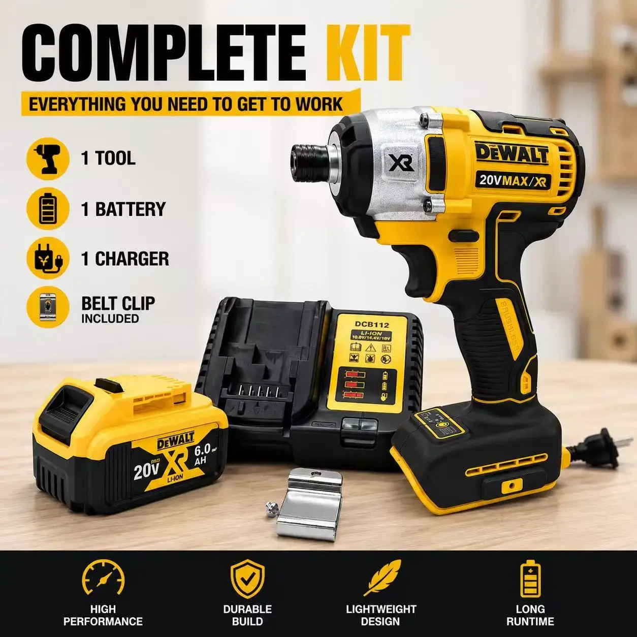 DEWALT DCF887 20V Max Cordless Brushless Power Drill/Driver - 205N.m High-Torque Impact Wrench, Screw Gun, Battery-Compatible Power Tool for DIY Enthusiasts