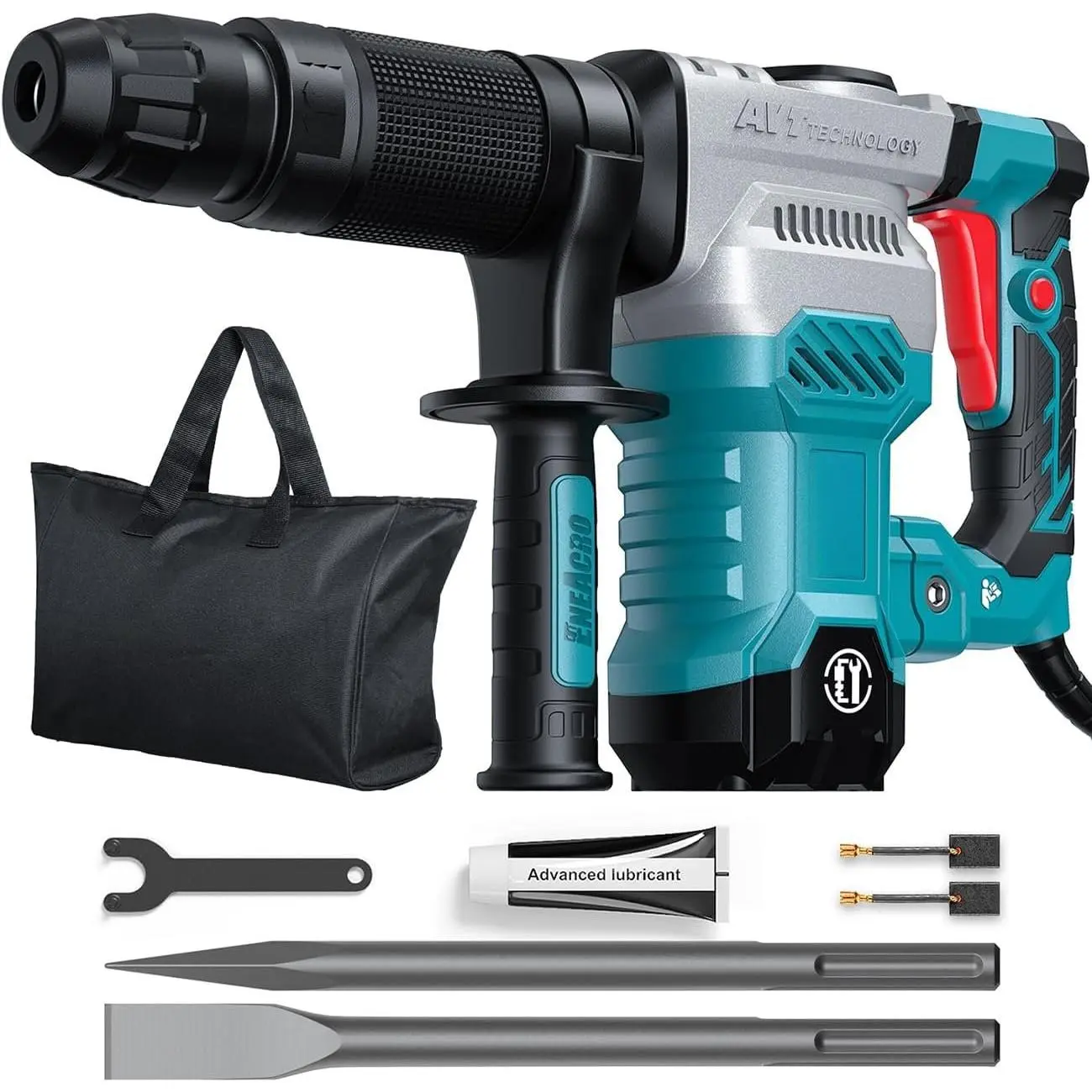 -Max Demolition Jack Hammer, 11 Amp Electric | Lightweight,  Alloy Shell, Vibration Control, Includes , Tool Bag & Chisels, For Concrete