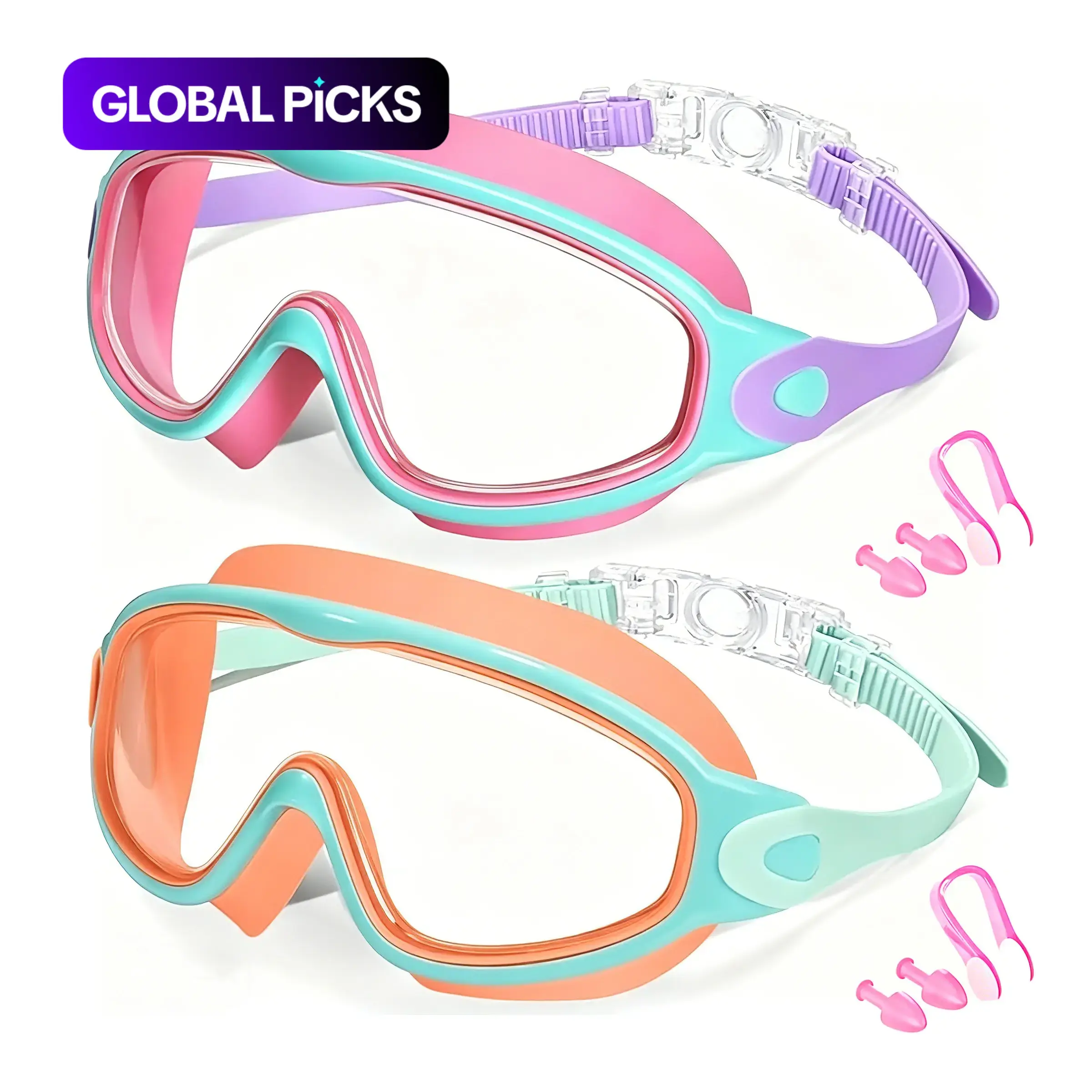 Anti-Fog UV-Protection Silicone Swimming Goggles for Pool and Water Sports, Outdoor Kid Swim Goggles for Boys and Girls Ages 3–15 #GLOBAL PICKS