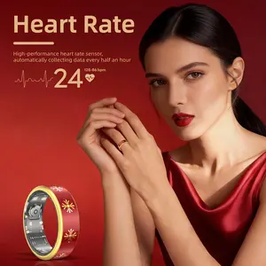 Smart Ring for Women |   Health Tracker with Step, Calories, Sports Mode, Sleep Tracker for iPhone And Android, No App Fee - Modern Round Style, Aluminum And Resin, USB Rechargeable, Valentine's Day Gift for Her