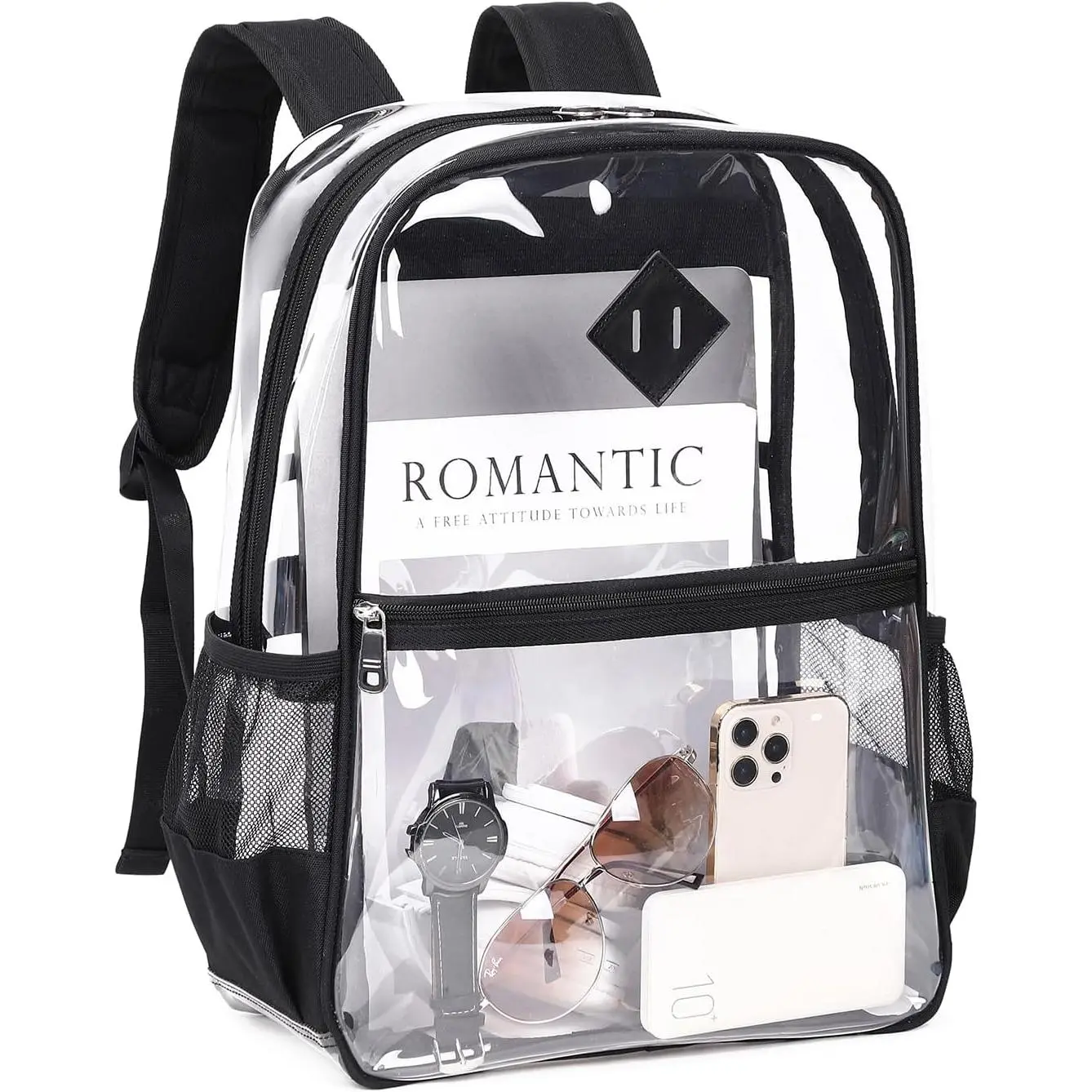 Clear Backpack Stadium Approved, Heavy Duty See Through Book Bag, Black Transparent Clear Backpack Stadium Approved, Heavy Duty See Through Book Bag, Black Transparent