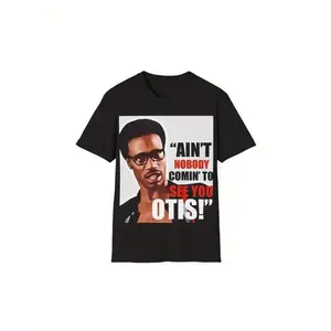 Unisex "Ain't Nobody Coming to See You Otis" Funny Meme Graphic Short-Sleeve Round Neck Streetwear Top, Casual Sports & Outdoor Shirt