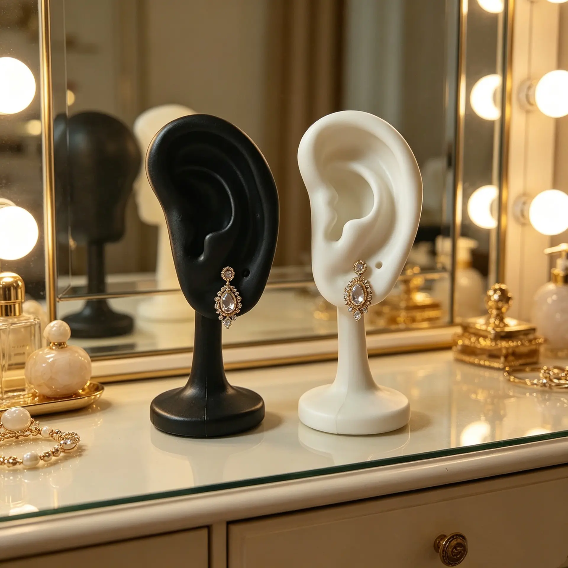 2-Pack Earring Mannequin Dummy Ears Jewelry Display Stand, Ear Accessories Photography Props, Fake Earrings Holder for Stores
