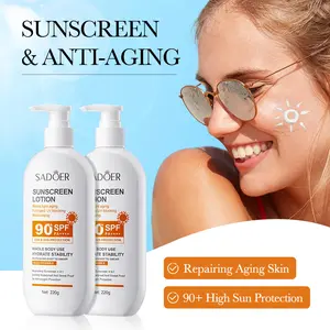 SPF90 PA++++ Sunscreen Lotion 220g Full Body UVA UVB Sun Protection Waterproof Sweatproof Moisturizing Sun Lotion With Vitamin E For Outdoor Daily Beach Use
