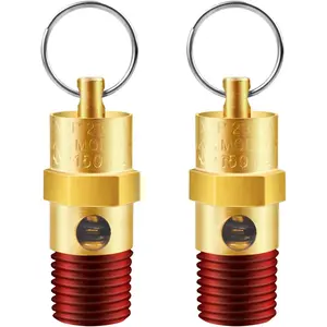 2 Pieces 1/4'' Male 150 PSI NPT Brass Pressure Relief Safety Check Valve for Air Compressor