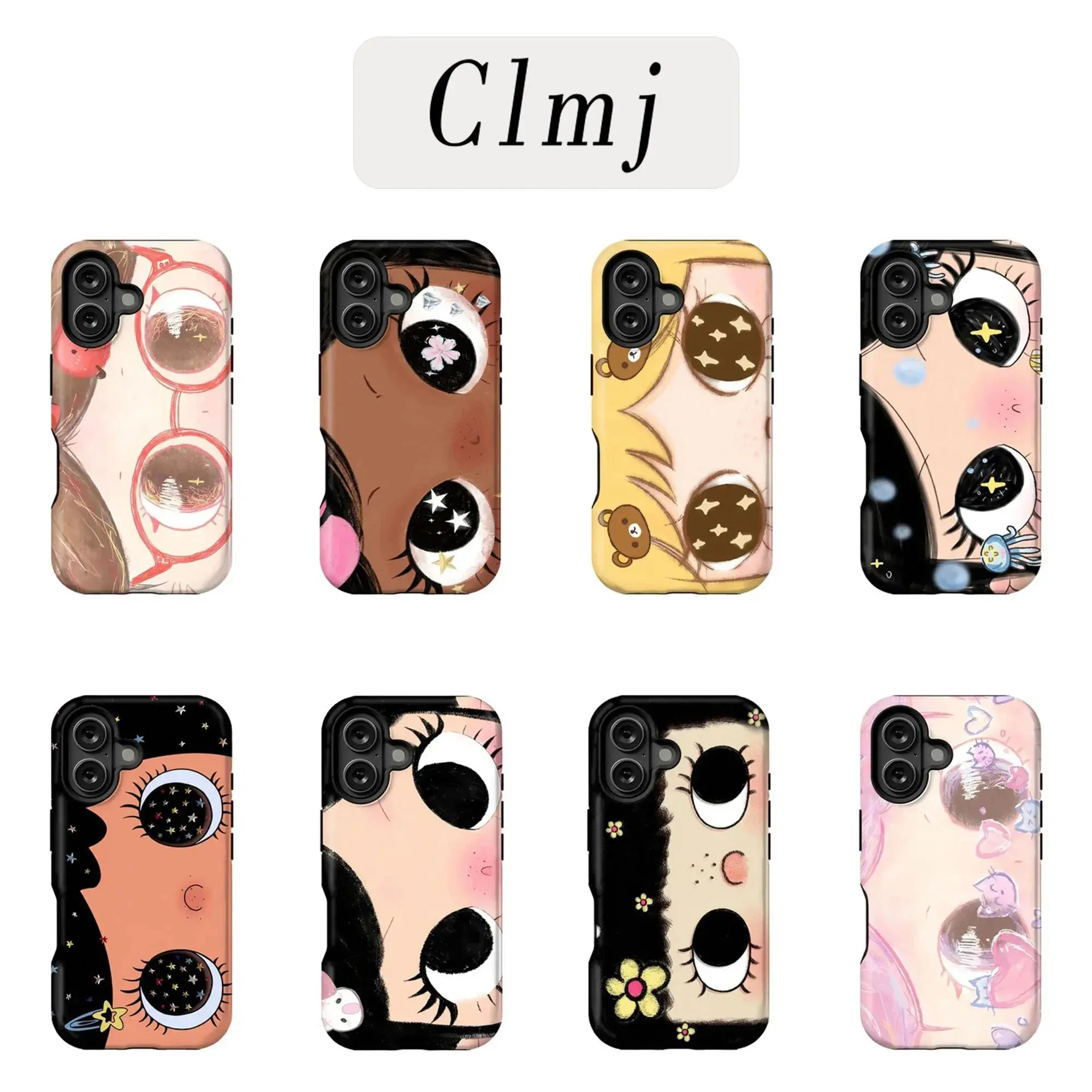 Luxury Clmj Cute Cartoon Face Phone Case  for iPhone 17, 16, 15, 14, 13, 12, 11 Pro Air Plus ProMax and Samsung S26-S20 Ultra Plus FE shock-absorbing phone cases, fashionable gift.