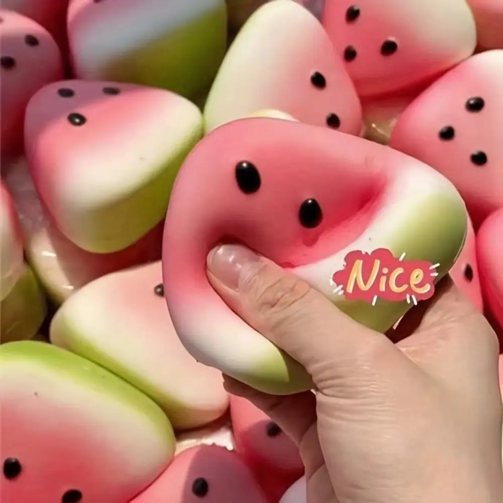 Festive Pink & Green Wacky Watermelon Edition Squeeze Toy Cute Squishies - Soft, Playful Texture, For Kids' Parties & Classroom Rewards, Christmas Halloween Thanksgiving Easter Eid Gift, Party Toy