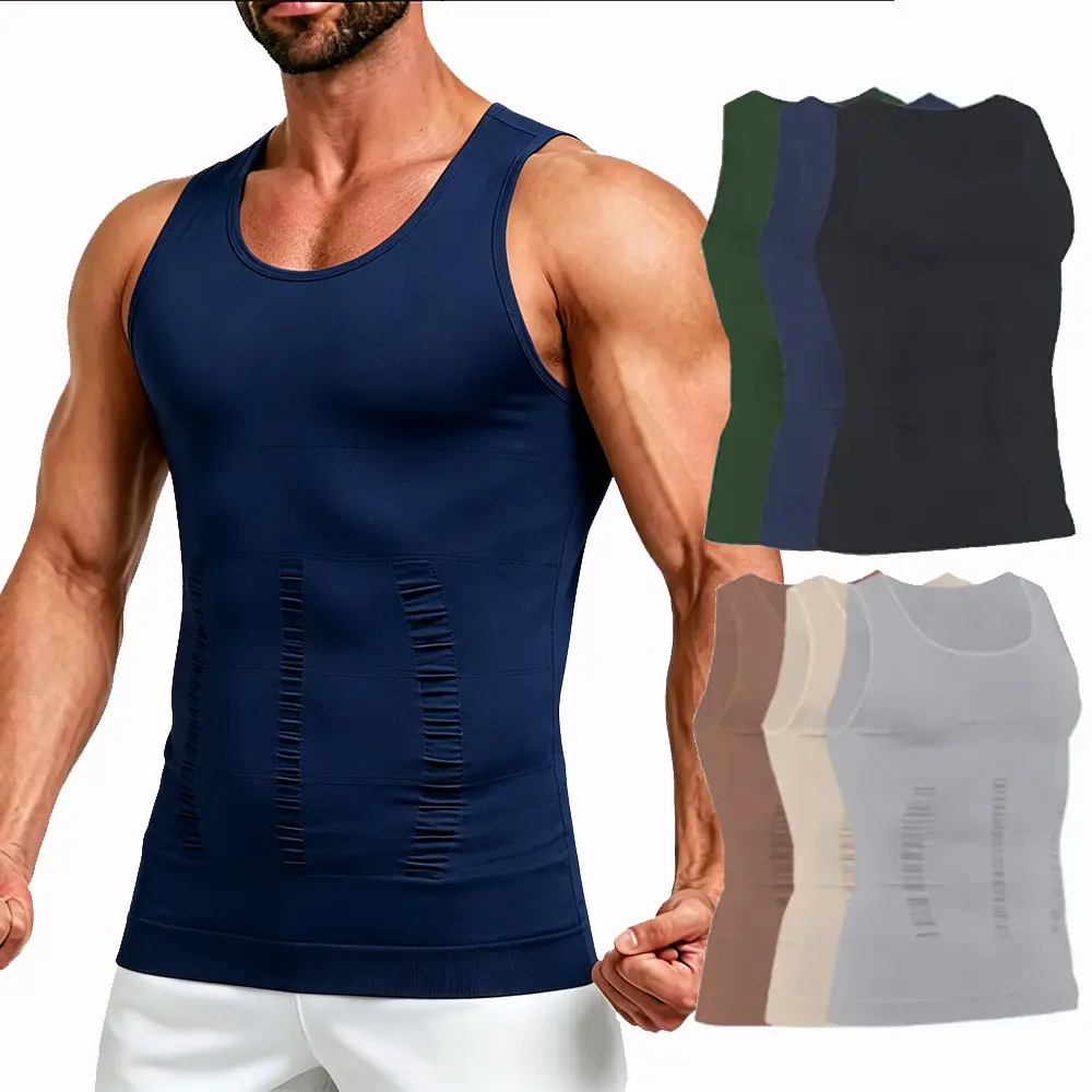 Male Shapewear Vest, 1/2 Pack Tight Slim-Fitting Compression Tank Top, Abdominal Control Mens Undershirt for Daily Casual & Workout Use