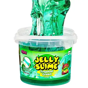 Slymu Jelly Slime Tropical Green - Clear, Unscented, Sensory Fidget Play, 3.1 lbs, Stress Relief, ASMR, Crisp Texture, Bucket, Party Favors for Kids, Birthday Gifts for Girls and Boys, Goodie Bag Stuffers