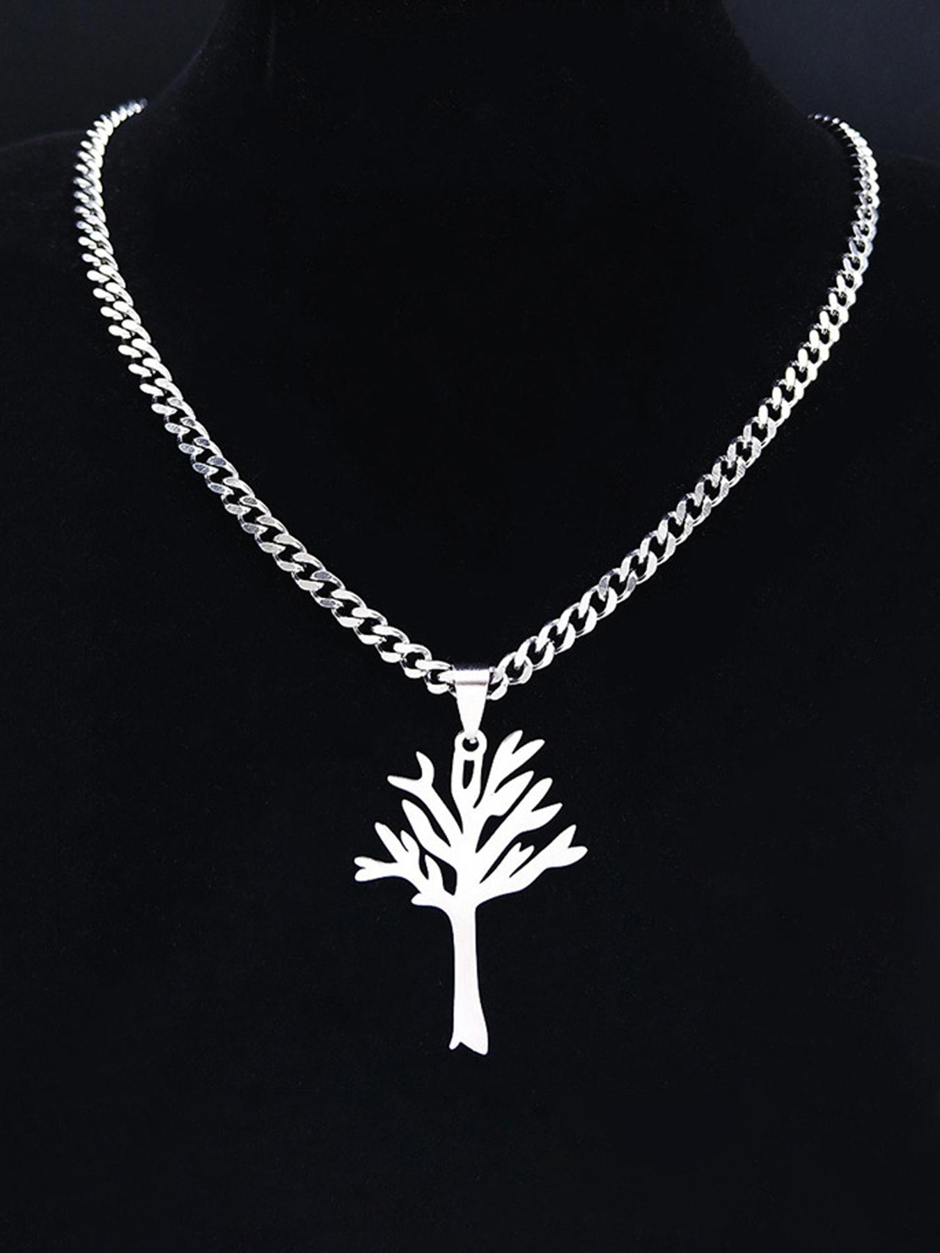 Tree Of Life Design Pendant Necklace, Gothic Stainless Steel Jewelry for Party, Daily Decor, Trendy All-match & Exquisite Jewelry for Birthday Gift