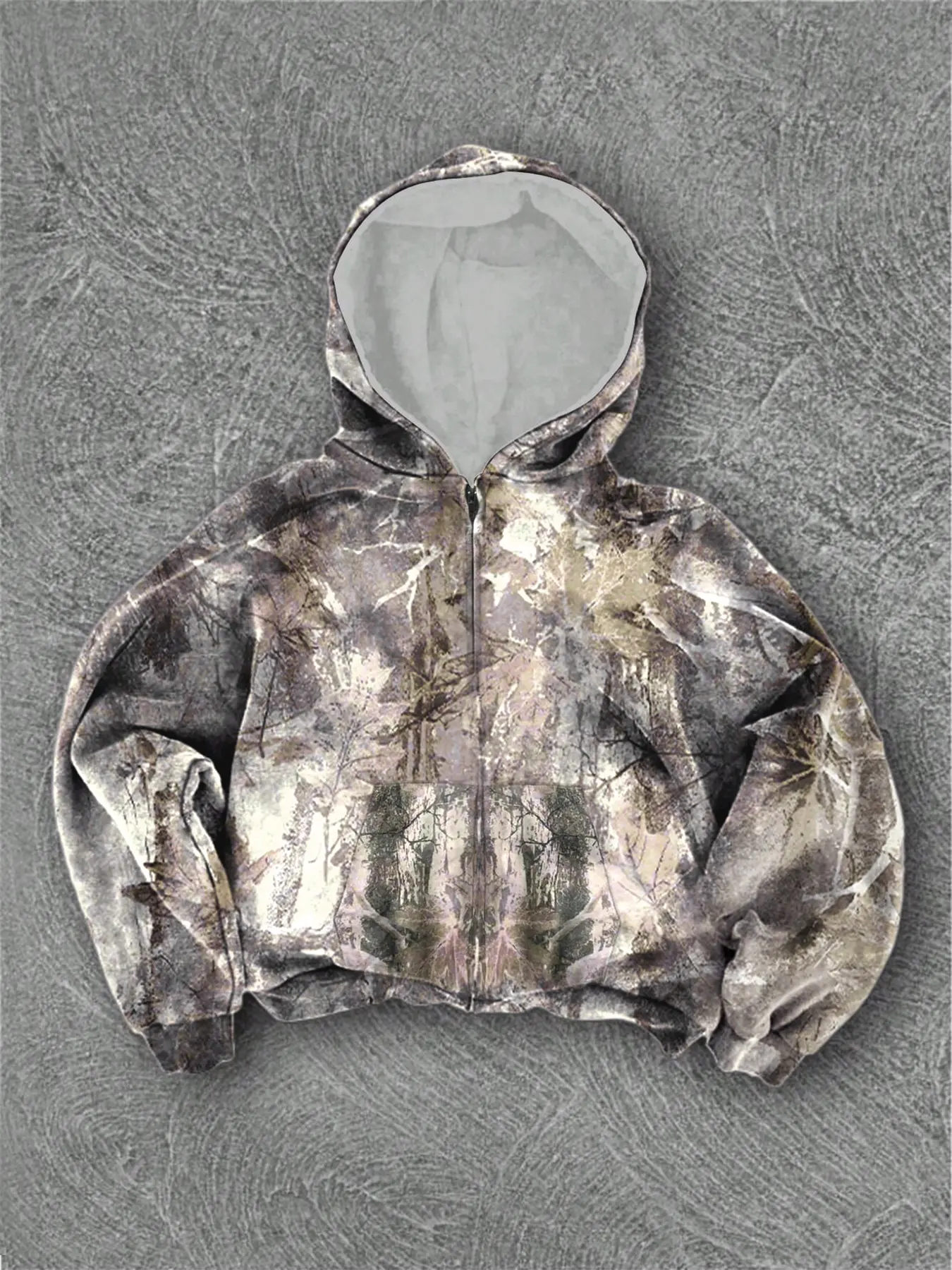 Women's Hooded Zipper Sports Jacket, Tree Pattern, Casual Outerwear, Back-To-School, Graduation, Daily Wear, Winter Coat, Multifunctional