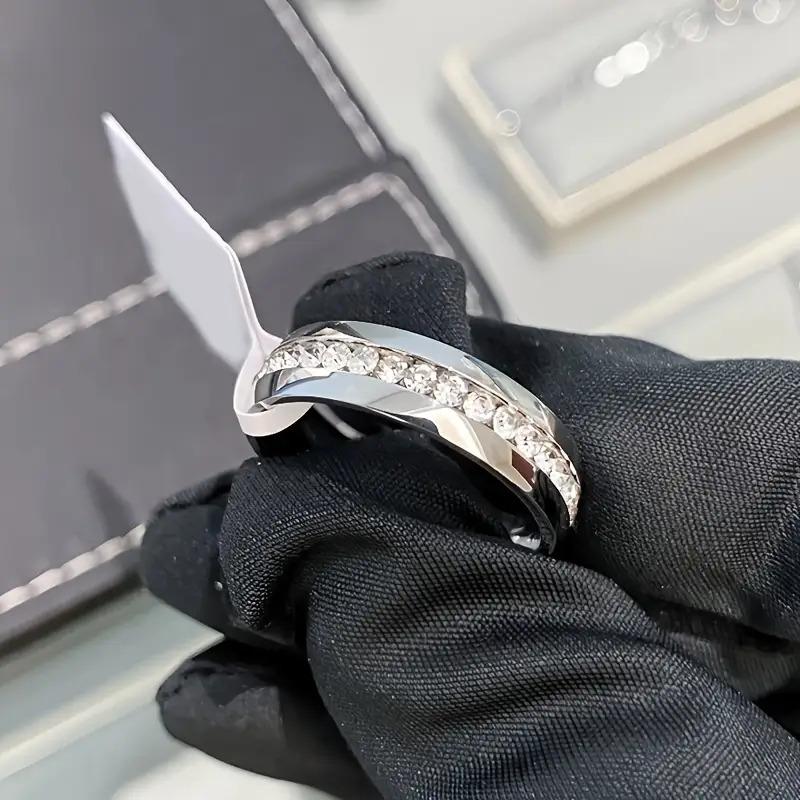 1 Piece minimalist rings Never Fade Stainless Steel Ring Men Women Couple Ring Single Row Full Diamond Cuban Ring Engagement Wedding Band friendship rings