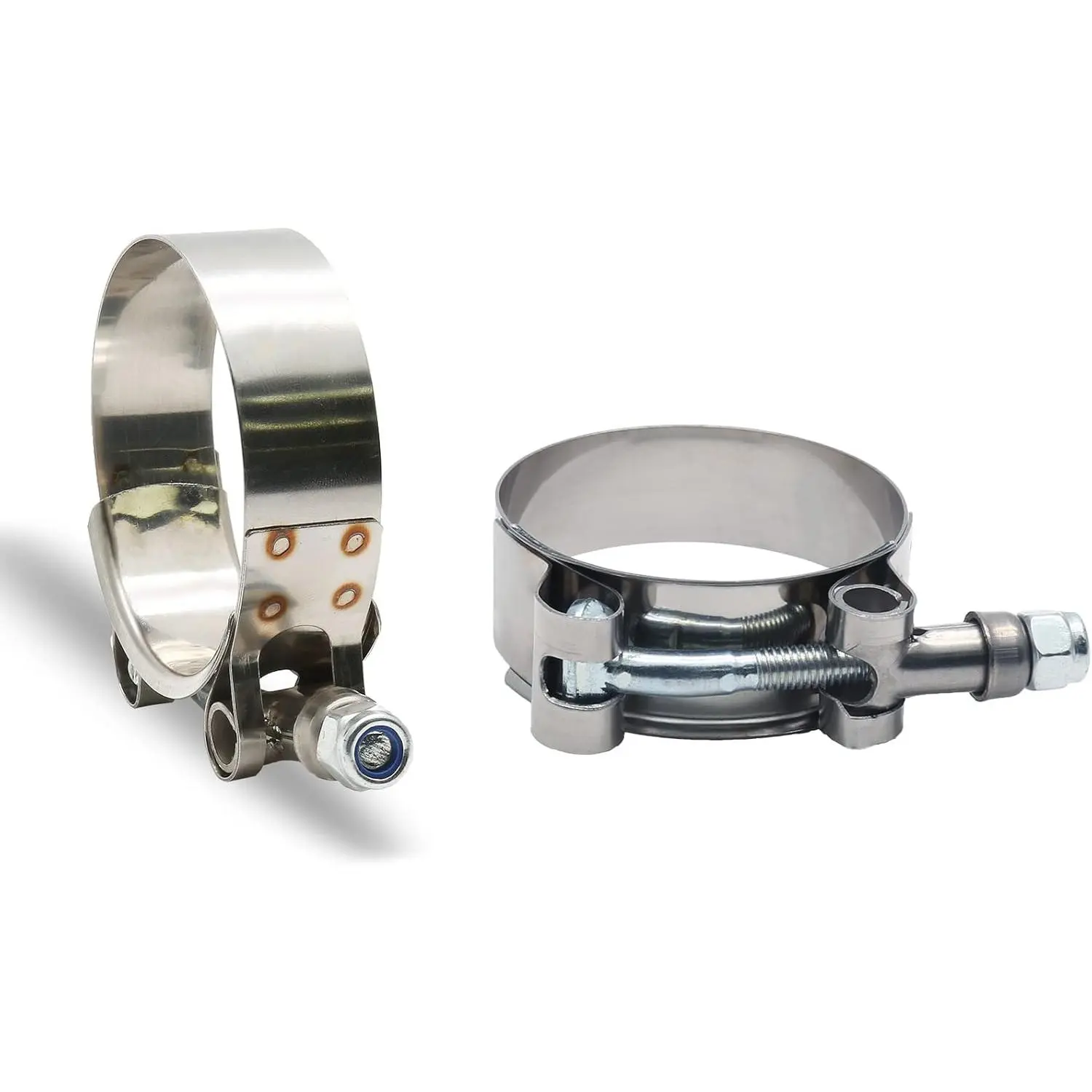 2 count 2 Inch T-Bolt Hose Clamps for Range 57-65mm, Stainless Steel T Clamp Adjustable Turbo Clamps Intercooler Hose Clamp for 2" ID
