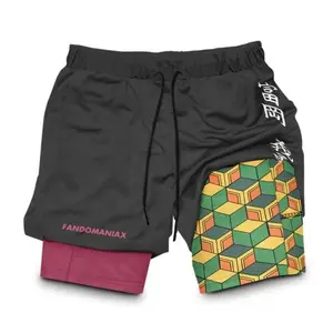 Men's Shorts Giyu Fashion Performance Shorts Summer Double Layer Beach Pants Fitness Training Pant Sports
