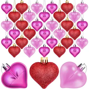 36 Pack Valentine's Heart Baubles Heart Shaped Ornaments for Valentine's Day Decoration or  Decor, 3 Styles…