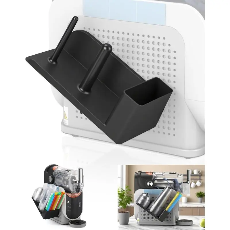 3-in-1 Side Mounted Cup Organizer for FS301 FS300 Frozen Drink Machine, Cups Lids Straws Storage Holder, Space Saving Slushie Station Accessory