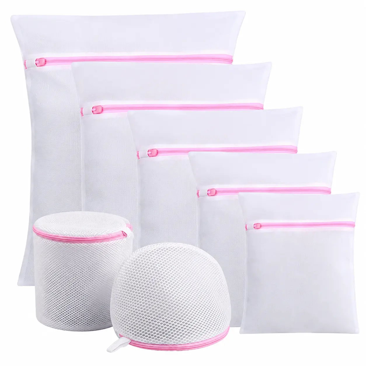 Heavy-Duty Mesh Laundry Bags Set for Delicates – 7-Piece Washable Organizers with Breathable Fabric, Ideal for Lingerie, Bras, Swimwear & Travel Storage (Includes XXL, XL, L, M, S + Two Bra-Specific Pouches)