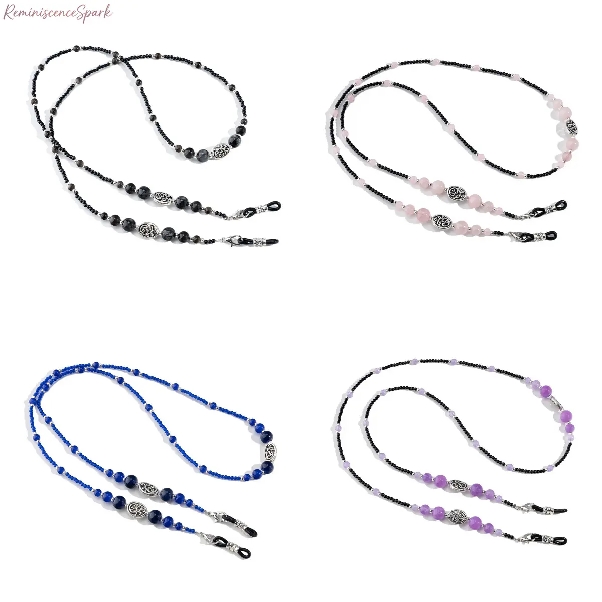 4 Pack Vintage Handmade Beaded Eyeglass Neck Chains - Anti-Skid, Lightweight, Secure Neck Lanyards for Reading Glasses, Sunglasses - Unisex Elegant Leisure Accessories for Commuters, Daily Use, Adults, Daily Commute