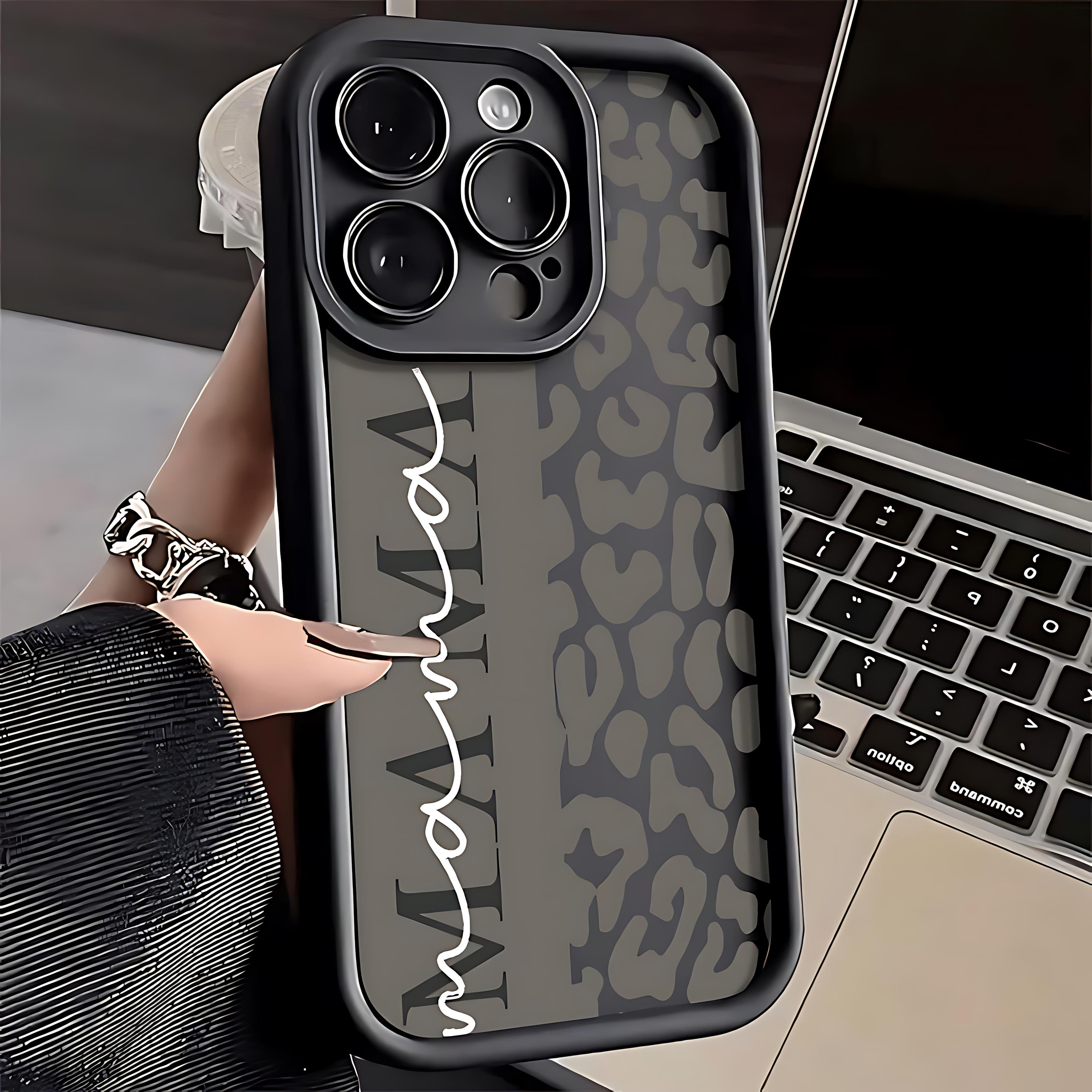 Mama Pink Leopard Print Phone Case Anti-collision and Anti-drop Soft TPU Protective Case for iPhone 17 16 15 14 13 12 11 X XS Pro Max Plus Air Without Charger