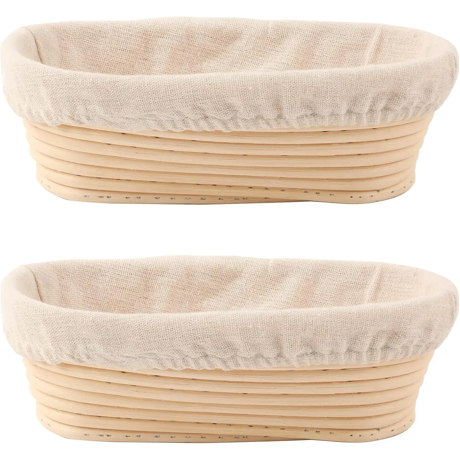 Bread proofing basket set, includes two 10inch oval proofing bowls with liners, perfect for professional bakers and home sourdough makers