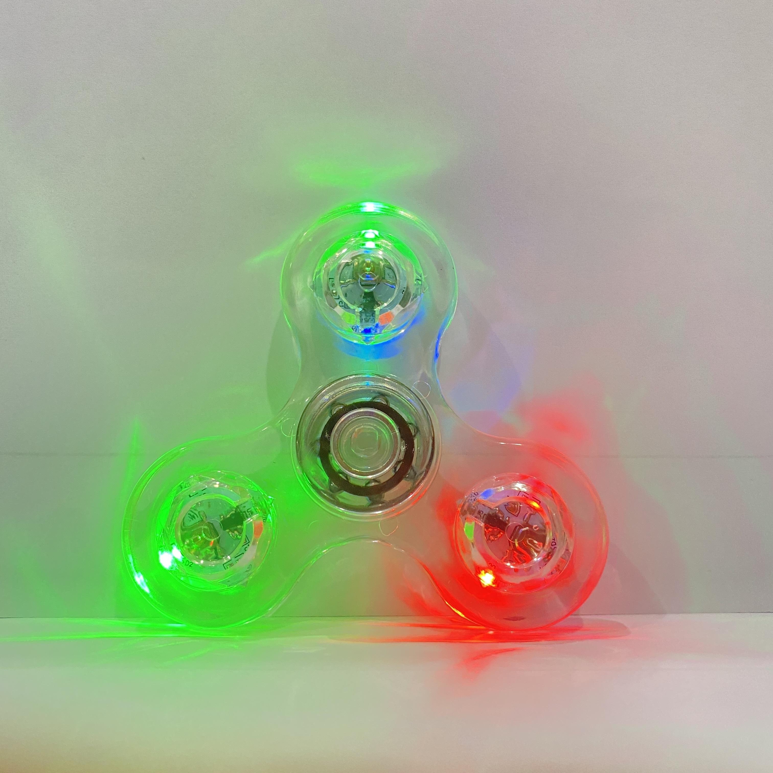 12pcs LED Crystal Fidget Spinner with Vibrant Lights - Glow-in-the-Dark, Adjustable Relax Gyroscope, Transparent PC Material, 4-Gear Colorful Spinning Top for Youngsters, Fidget Toys