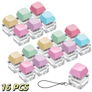 16pcs Keyboard Keychain Clicker Keyboard Fidget Keychain Decompression Button Stress Relief Gifts for Adult to Relief Stress Pass The Time Men And Women