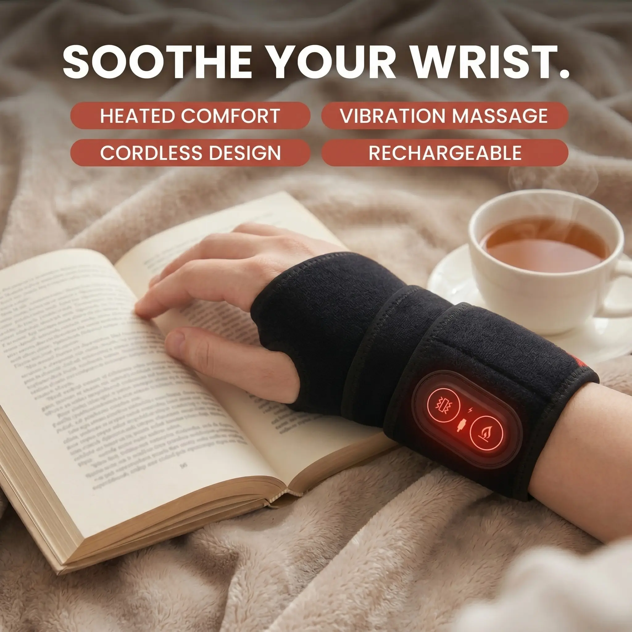 36 LED Light Heating Massage Band, Wireless Portable Battery-Powered, Multi-Part Use for Wrist and Arm, Protective Gear