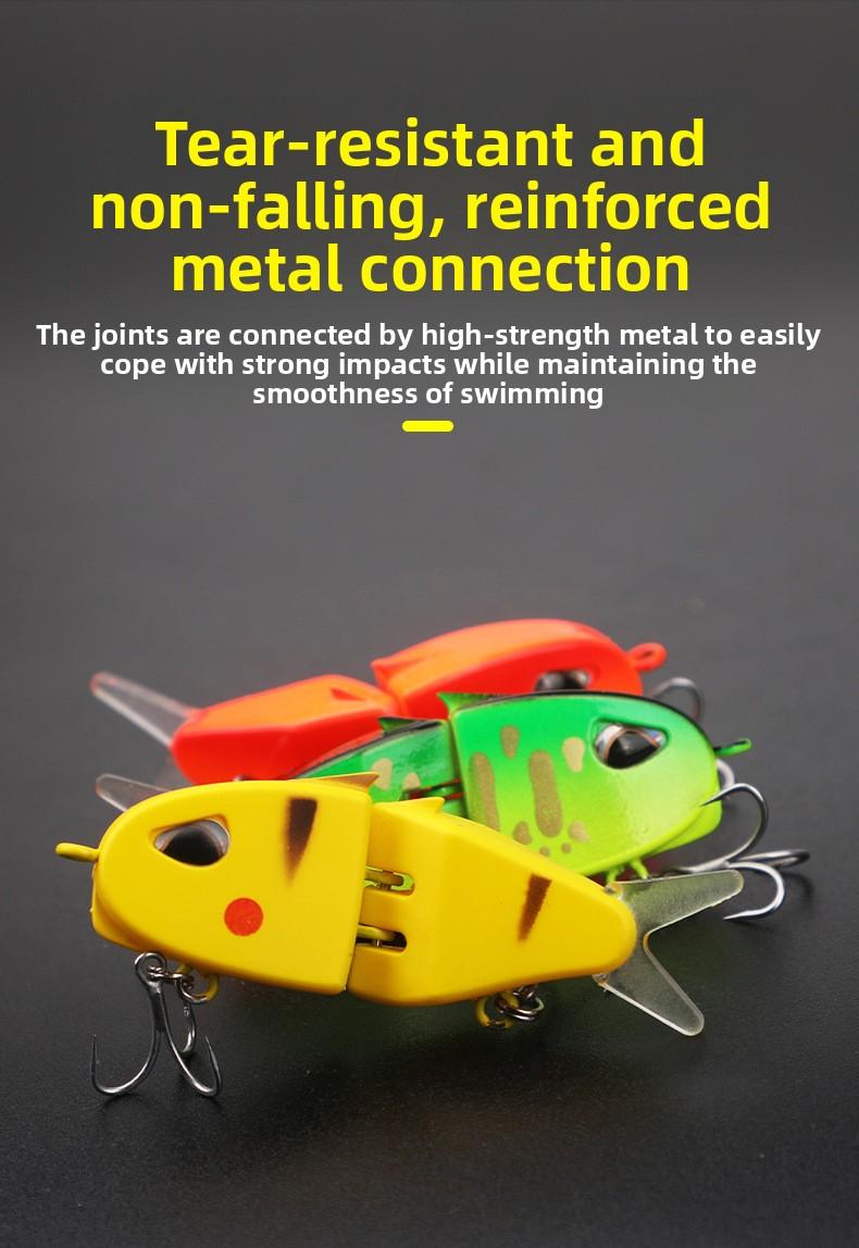 60mm Multi Jointed Fishing Lure Double Hooks Colorful Sinking Lure for Bass Trout
