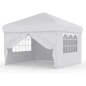 🏕️ 10x10 Pop Up Canopy Tent – 4 Waterproof Sidewalls, UPF 50+, 1-Min Setup! Perfect for Camping, Beach, Backyard Parties & Events! ✨