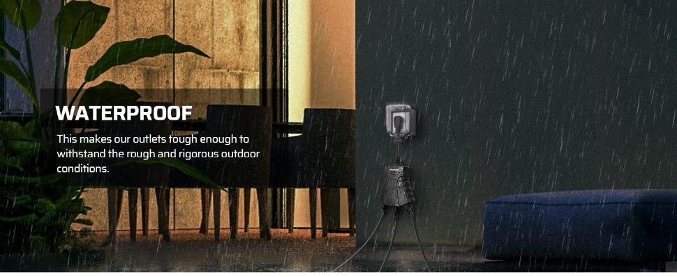 L-PSP001  Outdoor Remote Control Outlet, Wireless Remote Outlet Power Switch, Weatherproof 15 A Heavy Duty Electrical Plug, 3 Grounded Outlets for String Lights, 100Ft Range, UL Listed